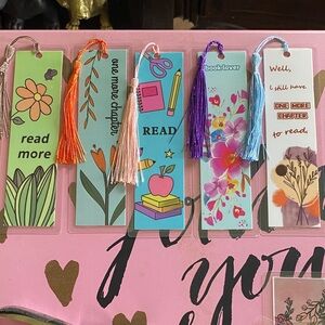 Handmade Floral & Illustrated Tassel Bookmarks - Set of 5
